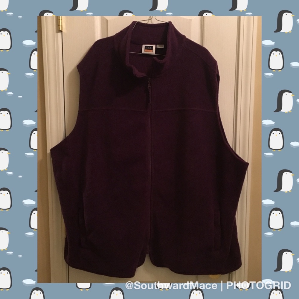 Fleece-esque vest in plum/wine color